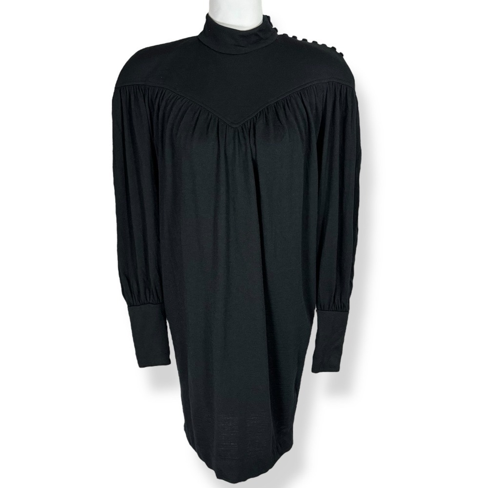 Vintage Saks Fifth Avenue Mock Neck Shift Dress Size 6 Long Sleeve Wool‎ Union